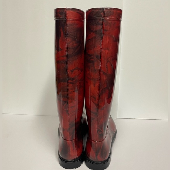 Valentino Garavani tall flat rain boots red flowers 38 - Picture 5 of 11